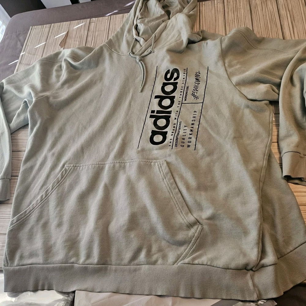 Adidas Sweatershirt Womens 2XL With‎ Three Stripes Gray Hoodie Sweatshirt